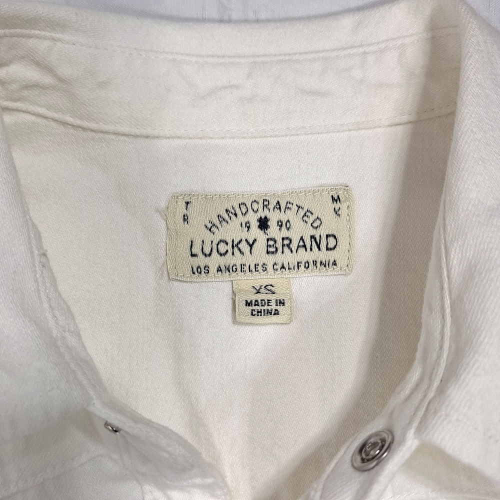 Lucky Brand White Western Snap Button Down Shirt - Picture 8 of 11